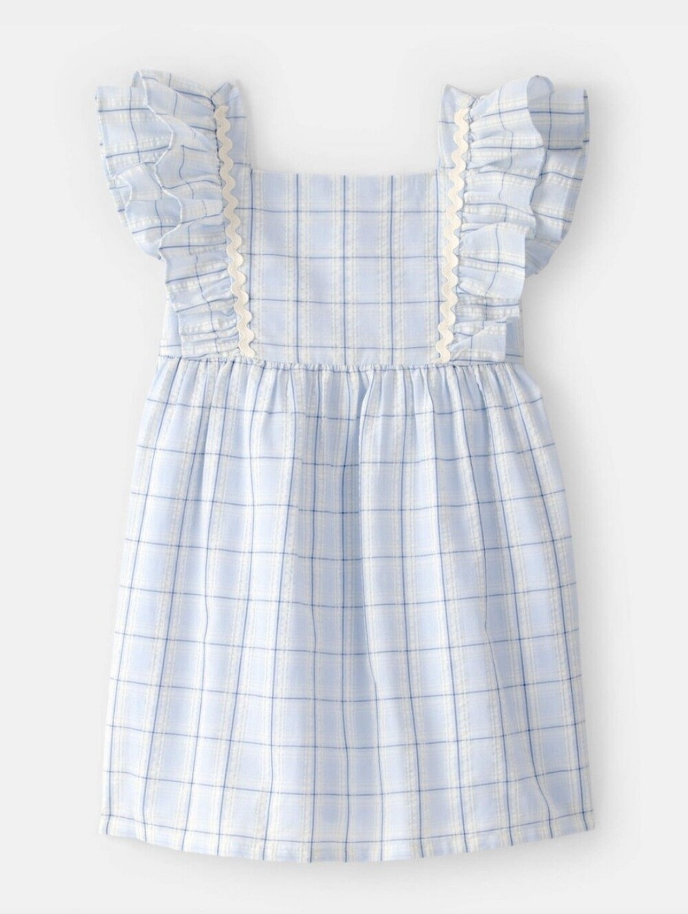 Carter's Light Blue Windowpane Ruffle-Sleeve Dress - Picture 2 of 5